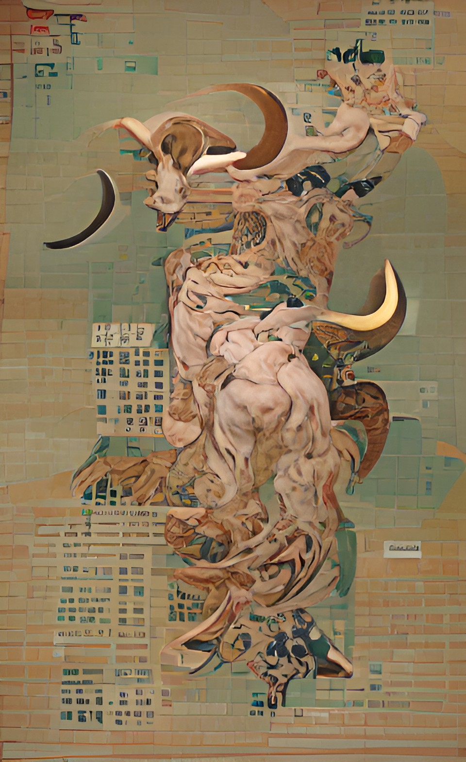 Imagen digital estilo oriental generada a partir de texto con inteligencia artificial, que representa el signo zodiacal de Tauro.