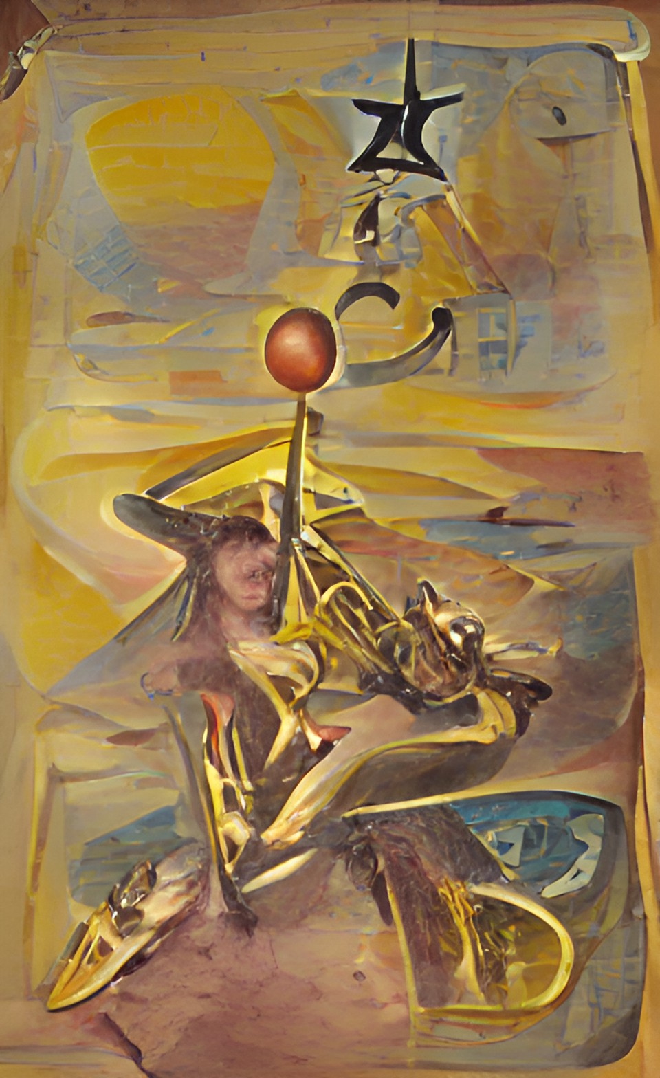 Imagen digital estilo S. Dalí, generada a partir de texto con inteligencia artificial, que representa la carta de Tarot La Estrella.