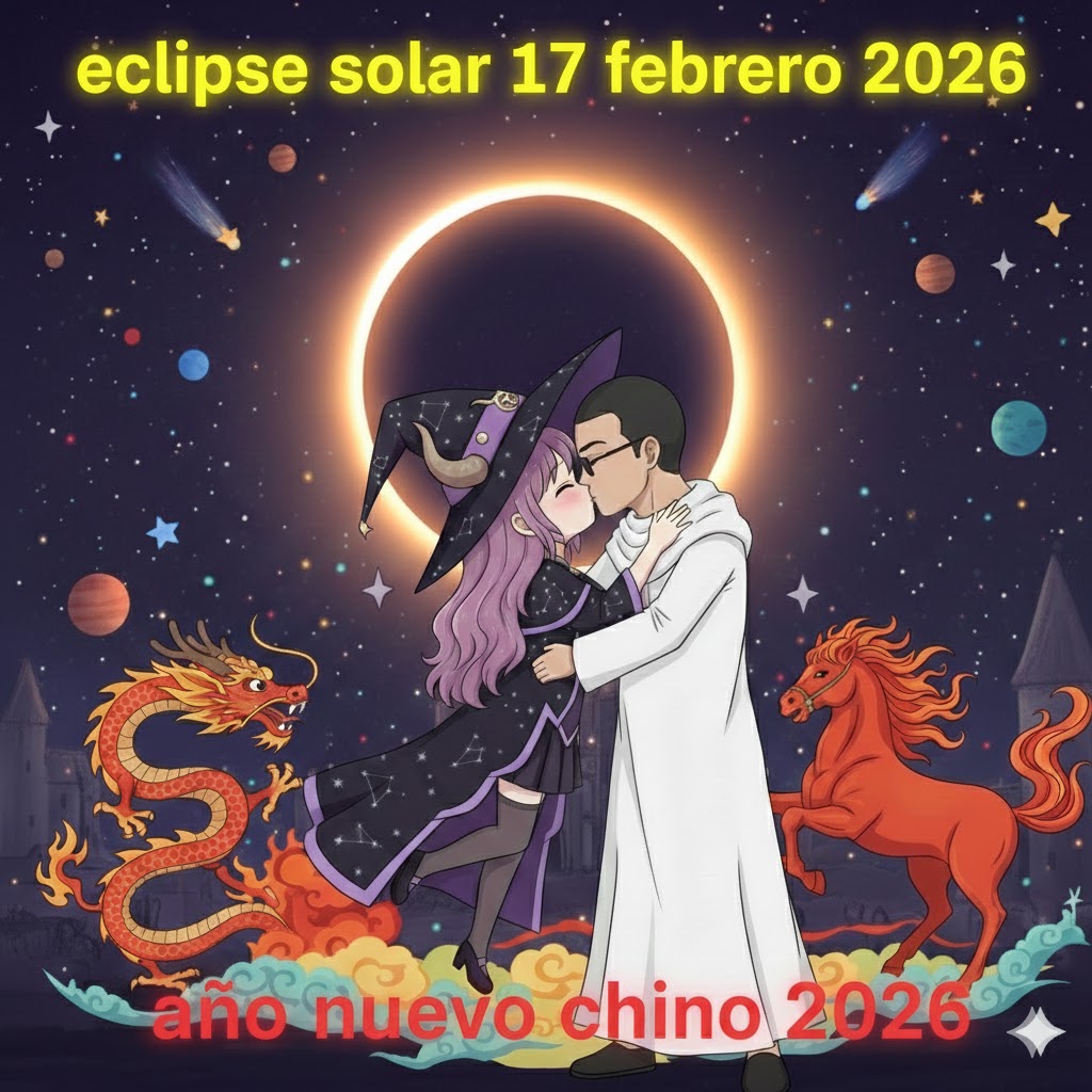 Eclipse solar 2026 y Año Nuevo Chino 17 de febrero 2026 Caballo de fuego Acuario astrología