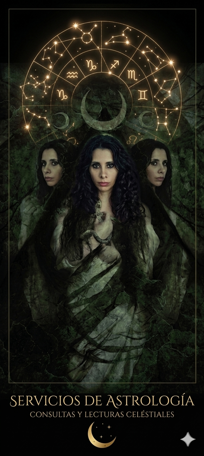 Hécate diosa de la magia en cruce de caminos con antorchas. Hekate