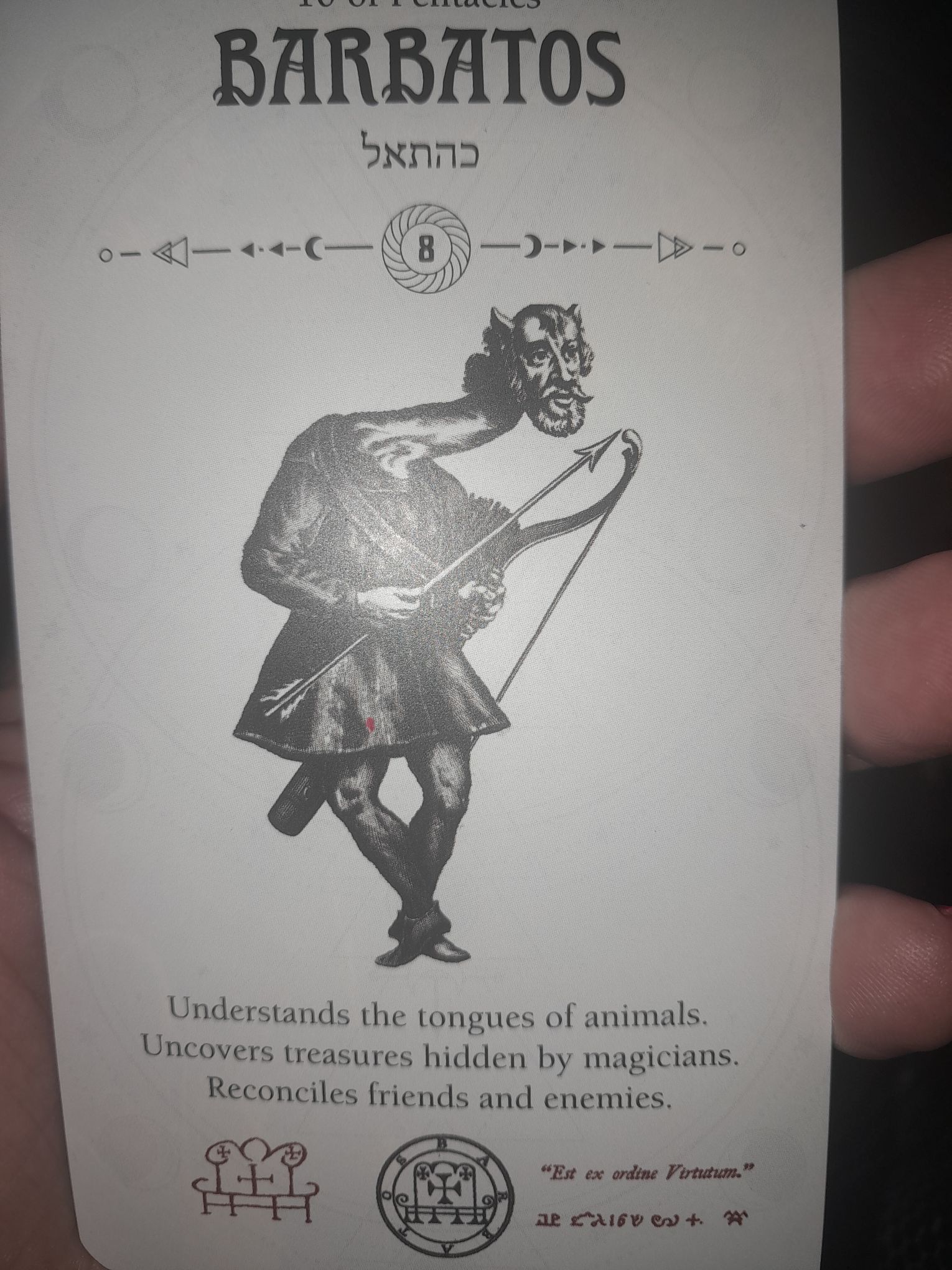:Carta del demonio Barbatos de la Ars Goetia en el Occult Tarot de Travis McHenry